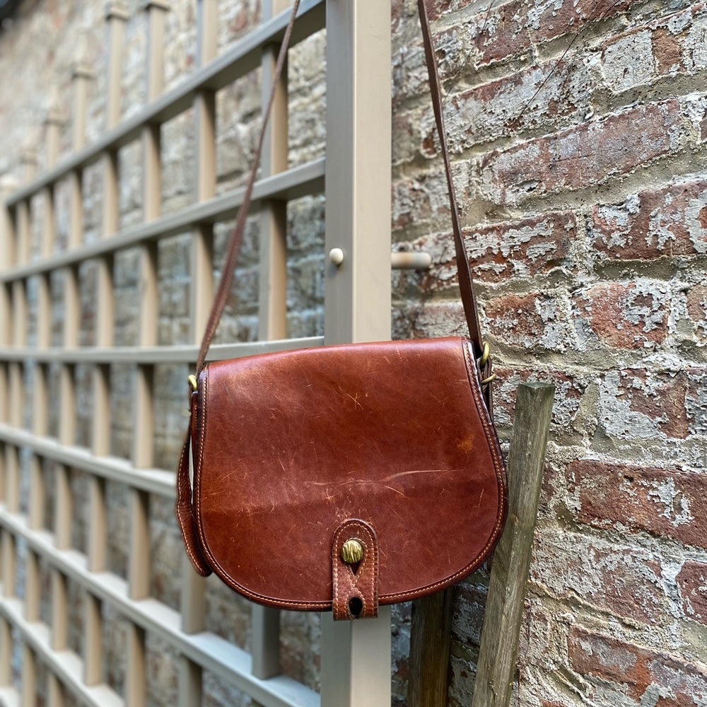 Vintage DKNY All Leather Saddle Bag in Brown